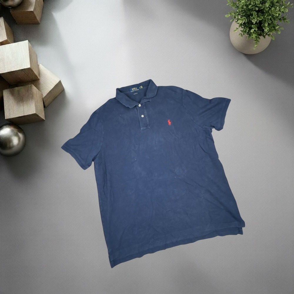 Polo Ralph Lauren Mens XL Navy Blue Short Sleeve Classic Fit Polo Shirt Y2K
